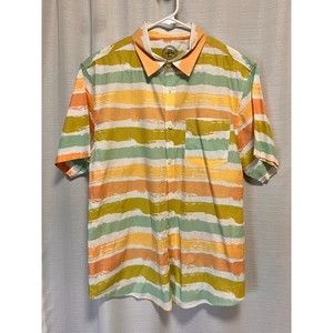 Original Paperbacks OPB Mens Sz Large Colorful Stripe Short Sleeve Summer Shirt
